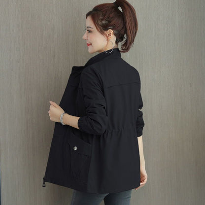 Korean Style Windbreaker With Waist And Slim
