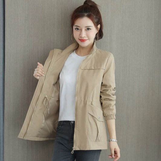 Korean Style Windbreaker With Waist And Slim