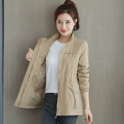 Korean Style Windbreaker With Waist And Slim