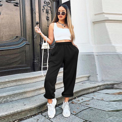 Home Elastic Waist Loose Sports Casual Pants