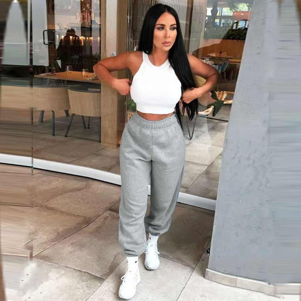 Home Elastic Waist Loose Sports Casual Pants