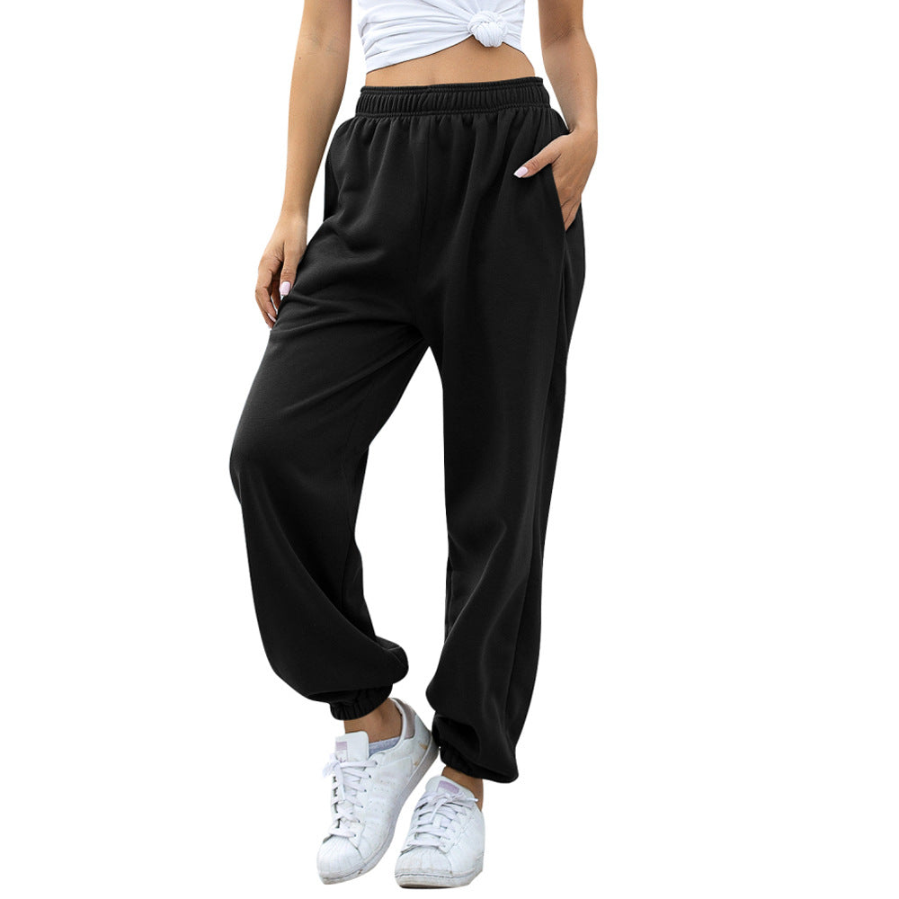 Home Elastic Waist Loose Sports Casual Pants