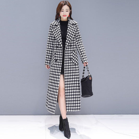 Ladies retro plaid woolen coat