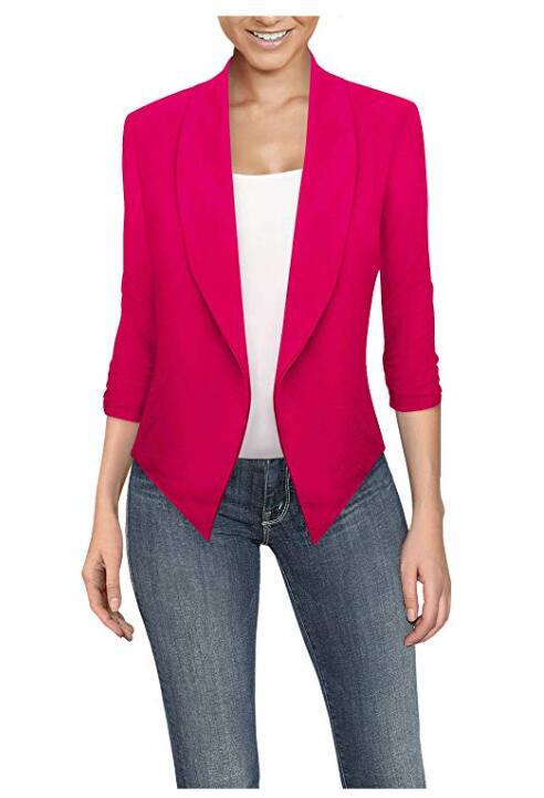 Long Sleeve Solid Color Cardigan Irregular Hem Small Suit Women