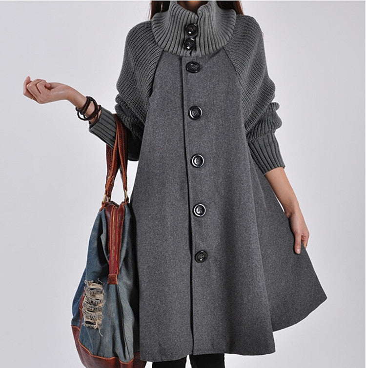 Winter Plus Size Women's Mid-length Loose Wool Overcoat