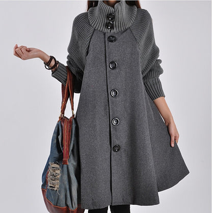 Winter Plus Size Women's Mid-length Loose Wool Overcoat