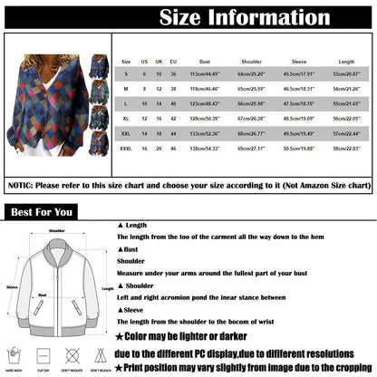 Spring And Autumn Casual V-neck Button Irregular Pattern Print Coat For Women