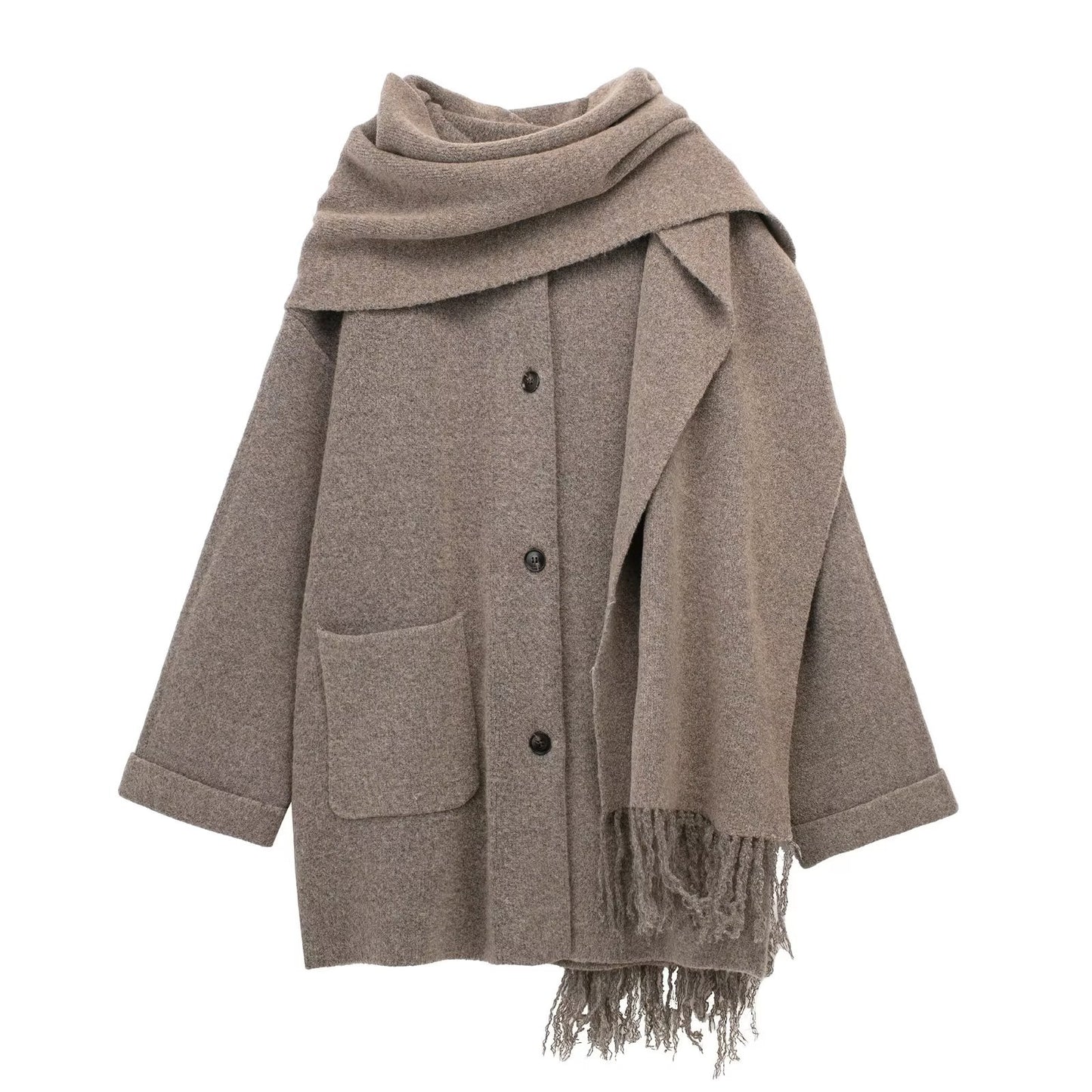 Women's Scarf Cape Midi Knitted Woolen Coat Winter Women's Clothing