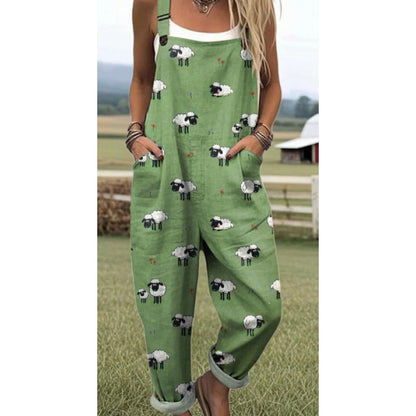 Digital 3D Printed Button Strap Women's Casual Pants