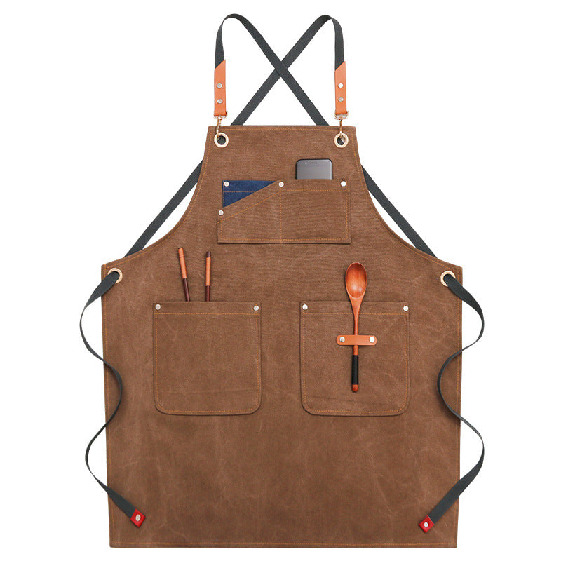 Apron Female Milk Tea Shop Barber Baking Word Denim Overalls