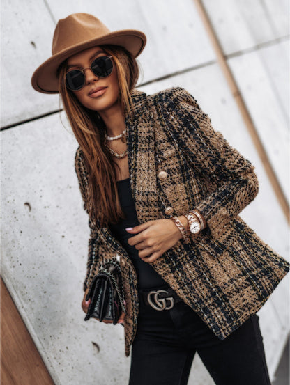 Check Lapel Printed Thin Jacket