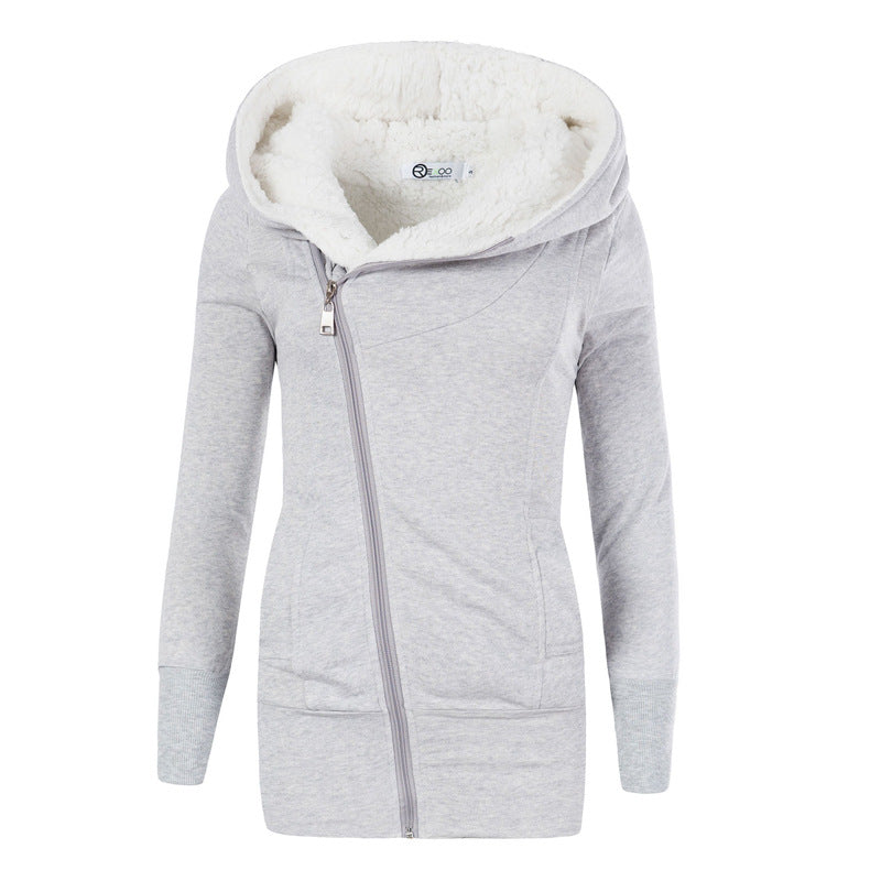 Lamb Wool Hooded Long Sleeve Women's Sweater