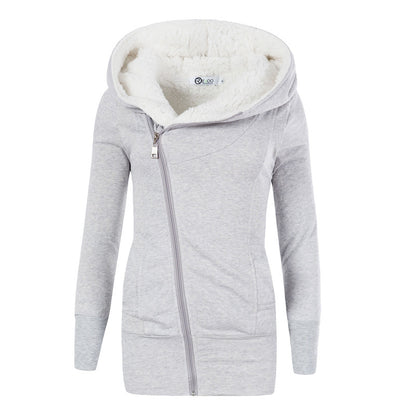 Lamb Wool Hooded Long Sleeve Women's Sweater