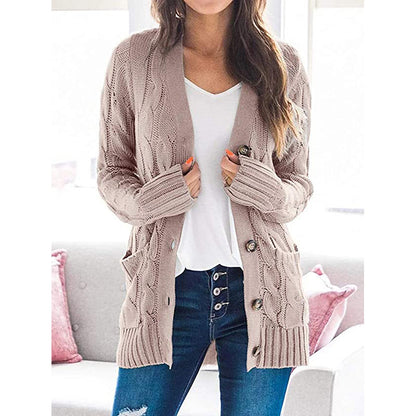 V-neck long-sleeved sweater coat