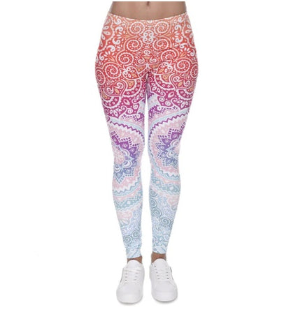 Printed thin pencil feet pants stretch big ladies yoga pants leggings