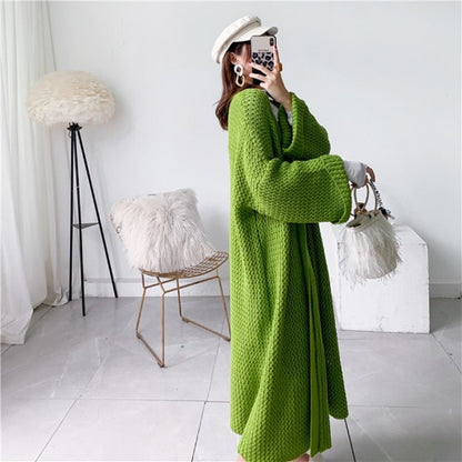 Loose length knit cardigan
