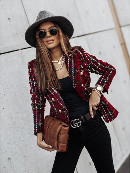 Long sleeve double breasted printed suit