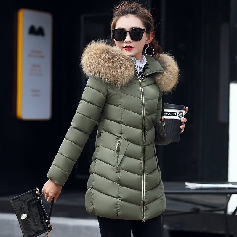 Fur collar down cotton