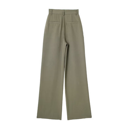 Women's French-style Pleated High-waist Wide-leg Trousers