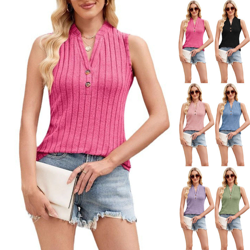 Women's Sleeveless Solid Color Knitted Vest