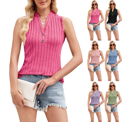 Women's Sleeveless Solid Color Knitted Vest