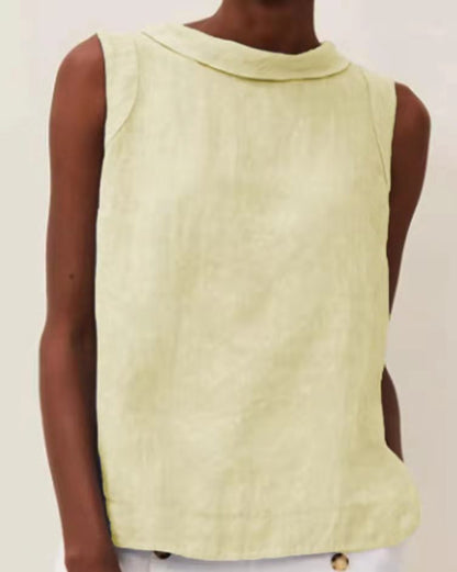 Solid Color Round Neck Short Pullover Casual Solid Color Sleeveless Top