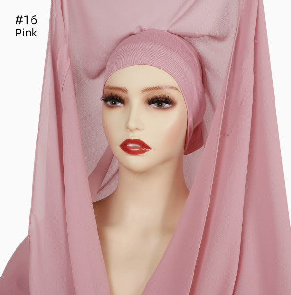 Lazy Chiffon Convenient Headscarf Magnetic Buckle Fixed