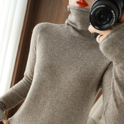 Women's Wool Solid Color Sweater Knitted Bottoming Shirt
