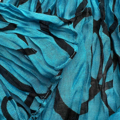 Turquoise Printed Crinkle Scarf - Summer Beach Cover-Up Accessory