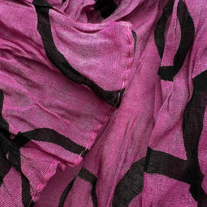 Hot Pink Crinkle Polyester Scarf - Textured Print Scarf For Casual Outfits