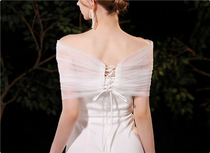 Bridal Wedding Pearl Mesh Thin Cape
