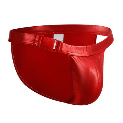 Metal Texture Laser Imitation Leather Men's Shorts