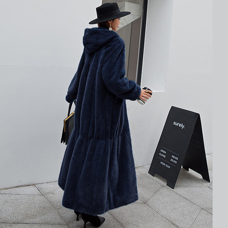 New Fur Coat Women's Hooded Long Coat