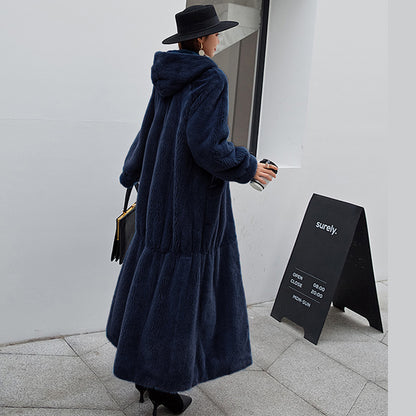 New Fur Coat Women's Hooded Long Coat