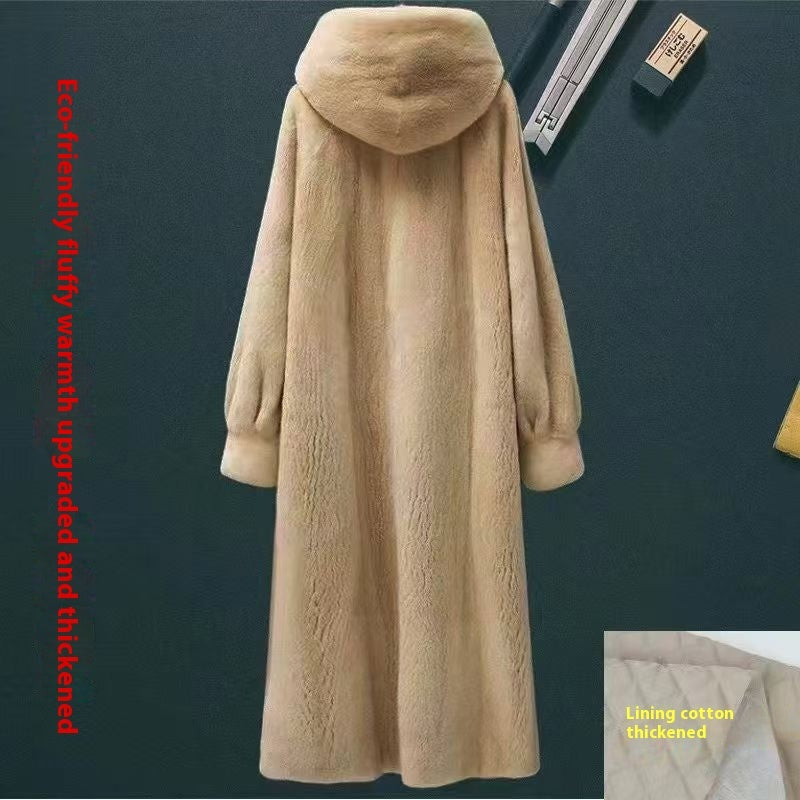 Loose Plus Size Long Leopard Print Fur Coat