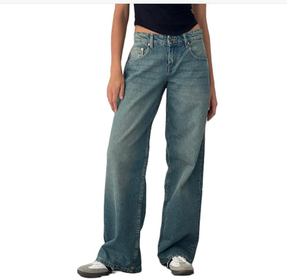 European And American Style Jeans High Waist Loose Wide Legs Type