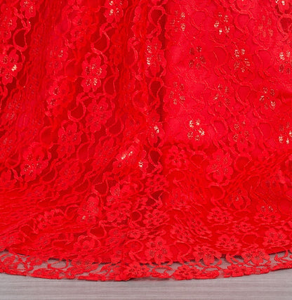 Sequined lace waist fishtail wedding dress