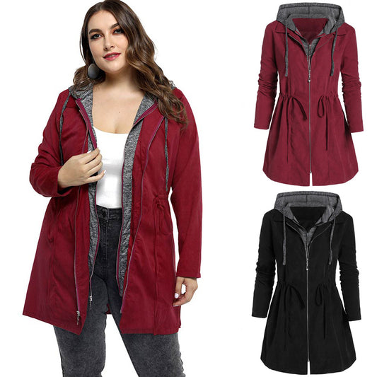 Ladies mid-length thick quilted hooded coat