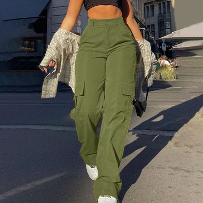 Multi-Pocket Workwear Straight-leg Trousers