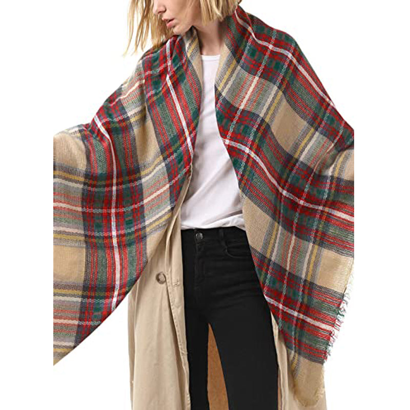 59 X 59in Women Scarf Plaid Tassel Soft Warm Blanket Scarves Womens Shawl Wrap