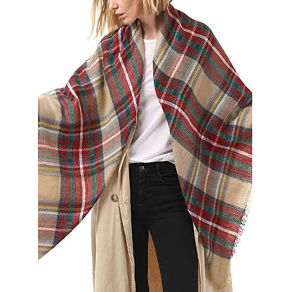 59 X 59in Women Scarf Plaid Tassel Soft Warm Blanket Scarves Womens Shawl Wrap