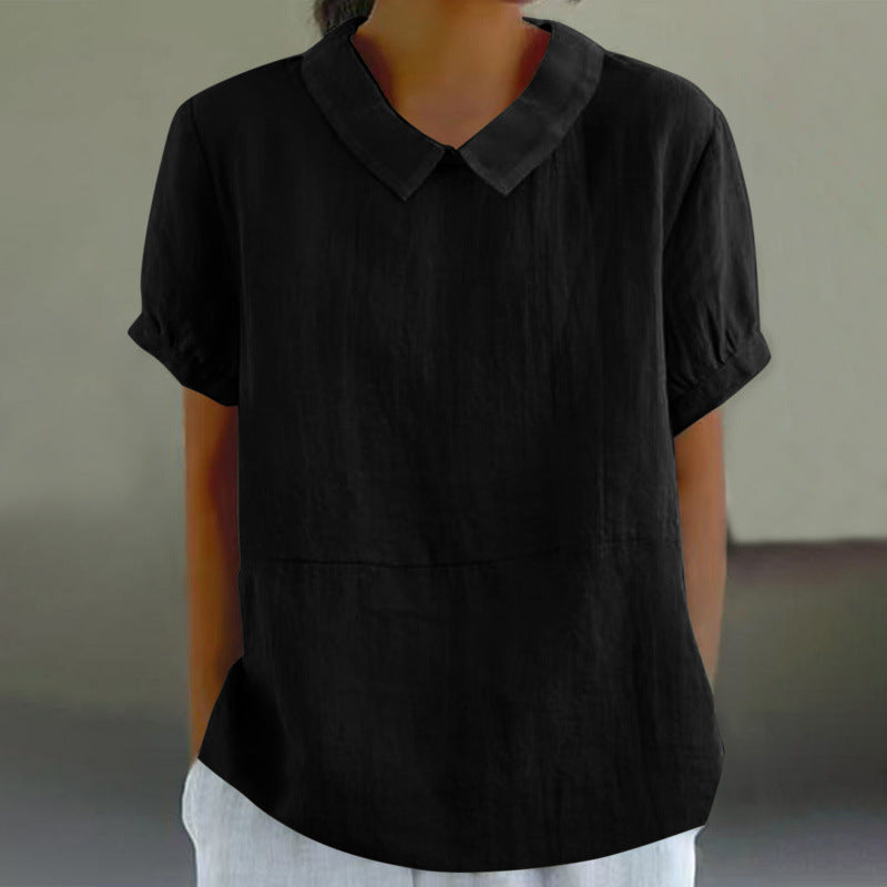 Loose Lapels Shirt Women's Short-sleeved Shirt