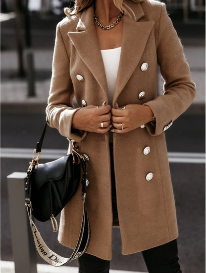 Double-breasted woolen coat
