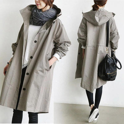 Oversized Women's Mid-Length Loose Windbreaker Jacket