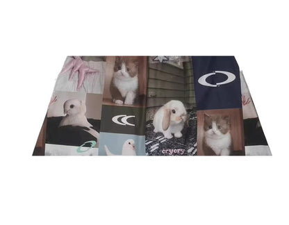 Rabbit Cat Printed Cute A Pendulum Length Skirt