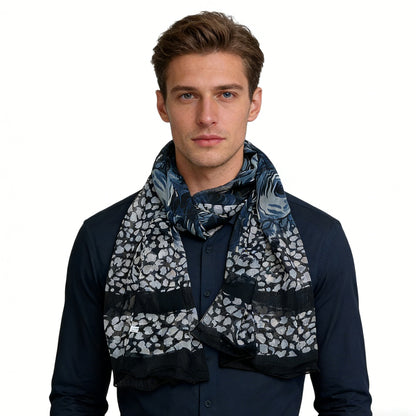 Black Printed Polyester Scarf - Classic Everyday Scarf 67inchx21inch