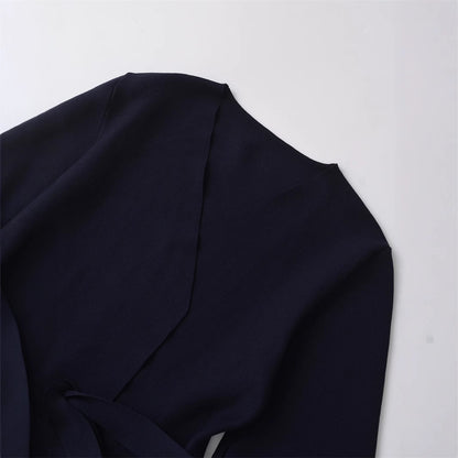 European And American Style Elegant Deep V-neck With Belt Padded Shoulder