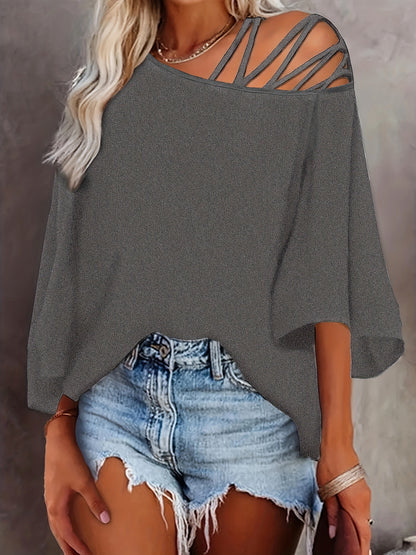 Women's Summer Off-the-shoulder Solid Color Loose Top