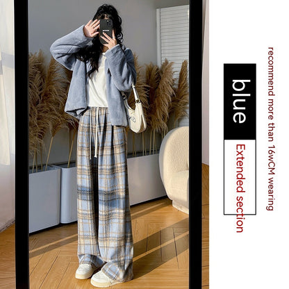 Retro Christmas Plaid Pants Women's High Waist Drooping