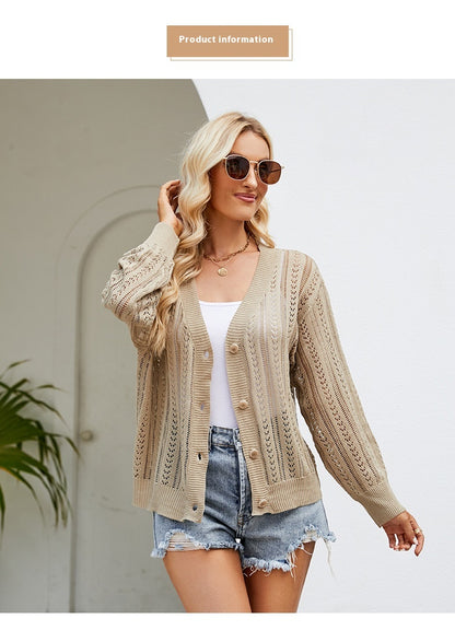 Women's Fashion Versatile V-neck Knitted Sweater